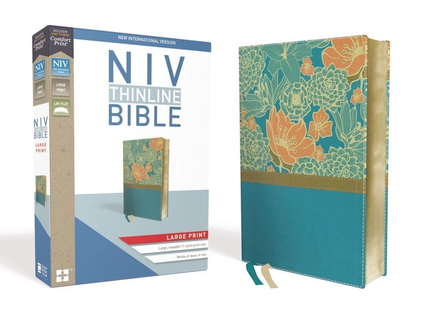 NIV Thinline Bible Large Print Imitation Leather Blue Red Letter Edition