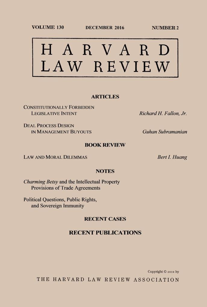 Harvard Law Review: Volume 130 Number 2 - December 2016