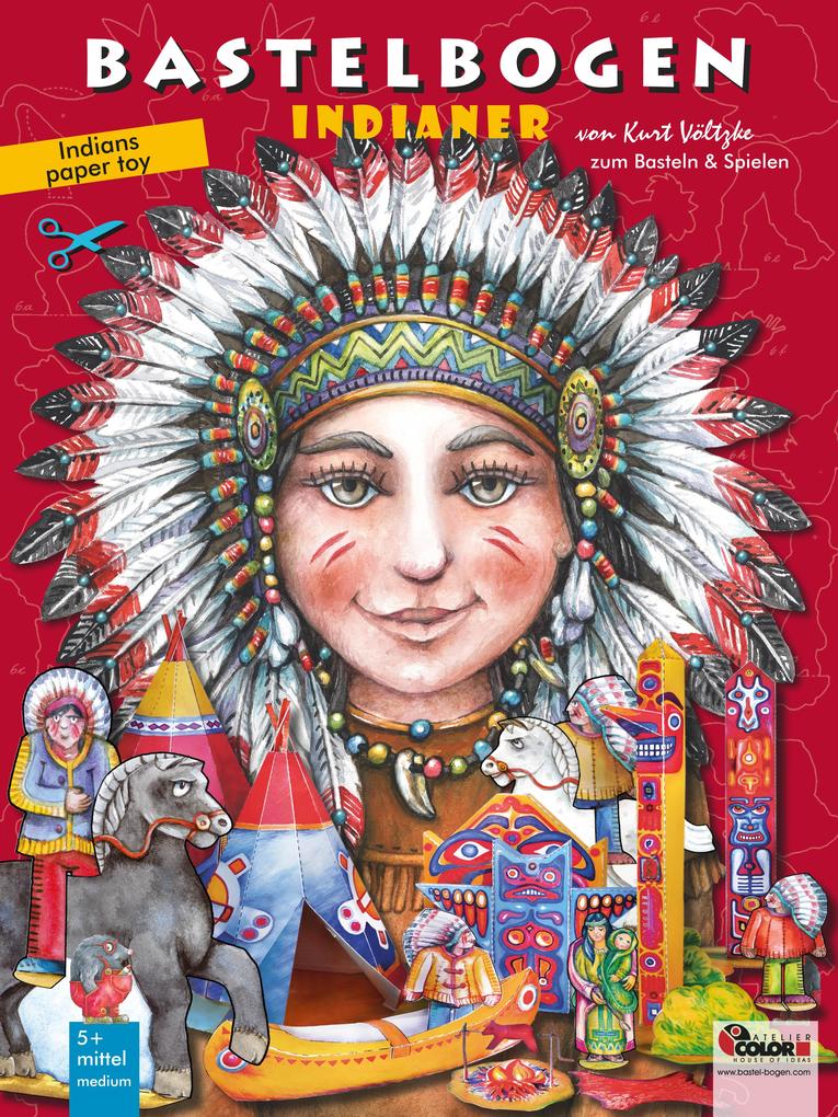 Indianer basteln Bastelbogen Ausschneidebogen mit Papierfiguren