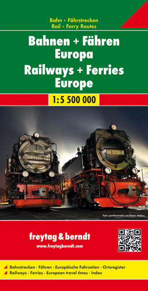 freytag & berndt Auto + Freizeitkarten Bahnen + Fähren Europa Eisenbahnkarte 1:55 Mio. Poster pl