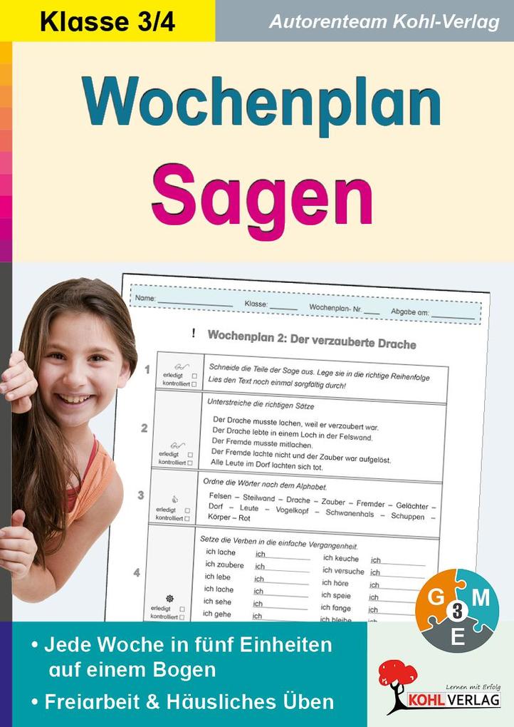 Wochenplan Sagen / Klasse 3-4