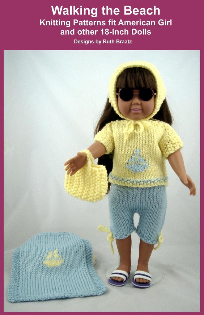Walking the Beach Knitting Patterns fit American Girl and other 18-Inch Dolls