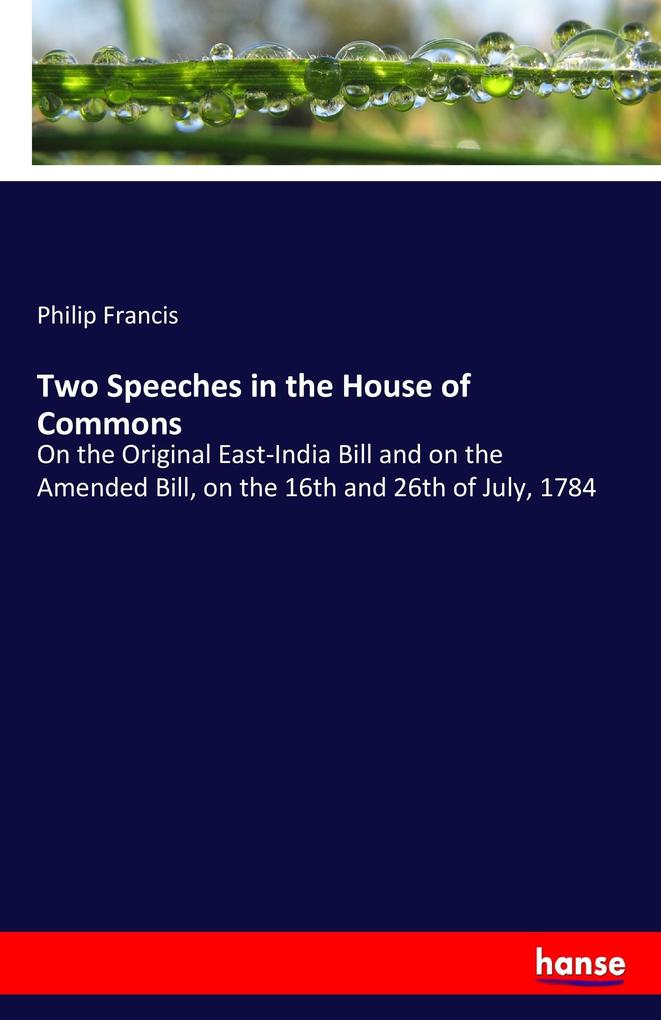 Image of Two Speeches in the House of Commons
