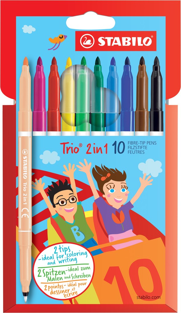 STABILO TRIO 2in1, Twin Pen 222/1001 Etui, 10 Farben