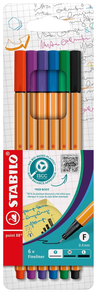 Set de 6 Fineliners Stabilo Point 88