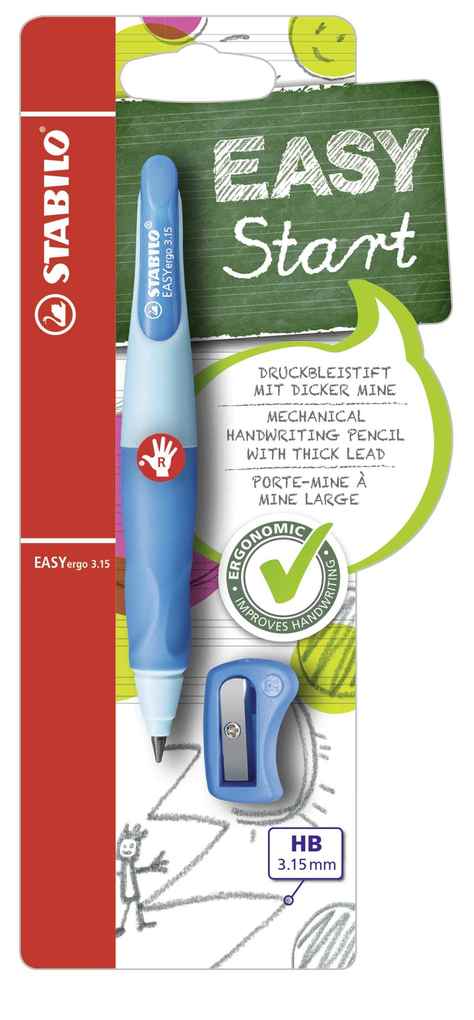 STABILO Druckbleistift Druck-Bleistift für Rechtshänder EASYergo 3.15 blau Stift & Spitzer
