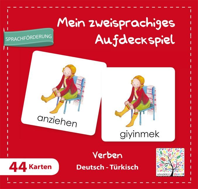 Mein zweisprachiges Aufdeckspiel Verben Deutsch-Türkisch (Kinderspiel)