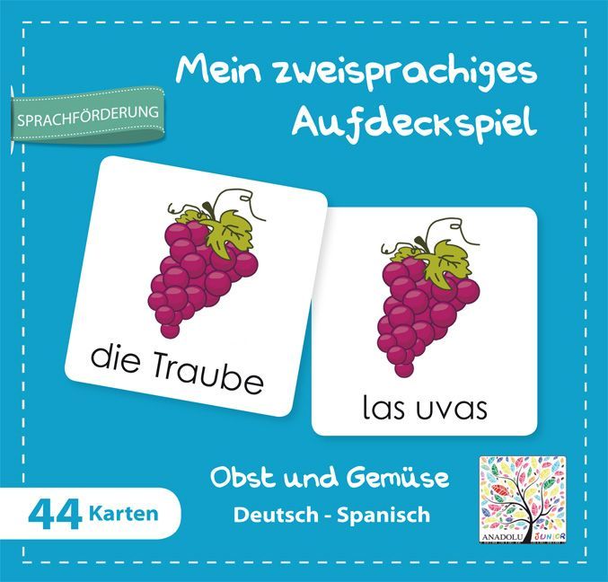Mein zweisprachiges Aufdeckspiel Obst und Gemüse Deutsch-Spanisch (Kinderspiel)