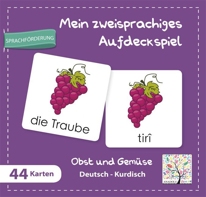 Mein zweisprachiges Aufdeckspiel Obst und Gemüse Deutsch-Kurdisch (Kinderspiel)