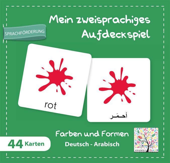 Mein zweisprachiges Aufdeckspiel Farben und Formen Deutsch-Arabisch (Kinderspiel)