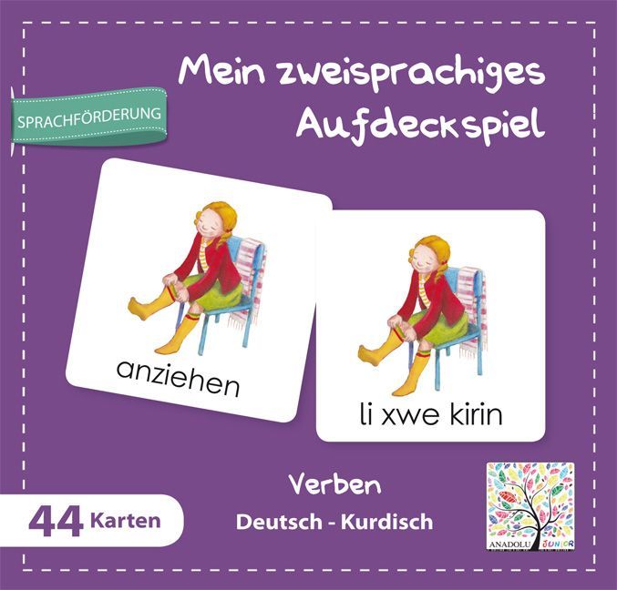 Mein zweisprachiges Aufdeckspiel Verben Deutsch-Kurdisch (Kinderspiel)
