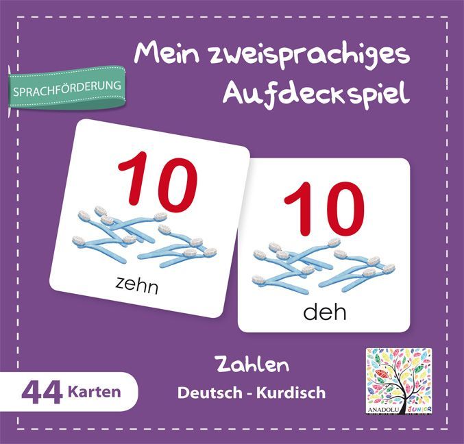 Mein zweisprachiges Aufdeckspiel Zahlen Deutsch-Kurdisch (Kinderspiel)
