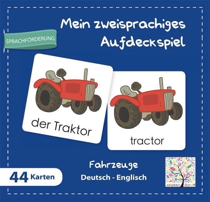 Mein zweisprachiges Aufdeckspiel Fahrzeuge Deutsch-Englisch (Kinderspiel)