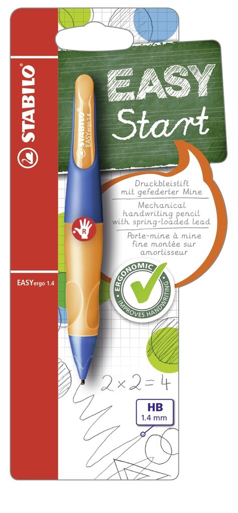 Ergonomischer Druck-Bleistift für Rechtshänder - STABILO EASYergo 1.4 in ultramarinblau/neonorange -
