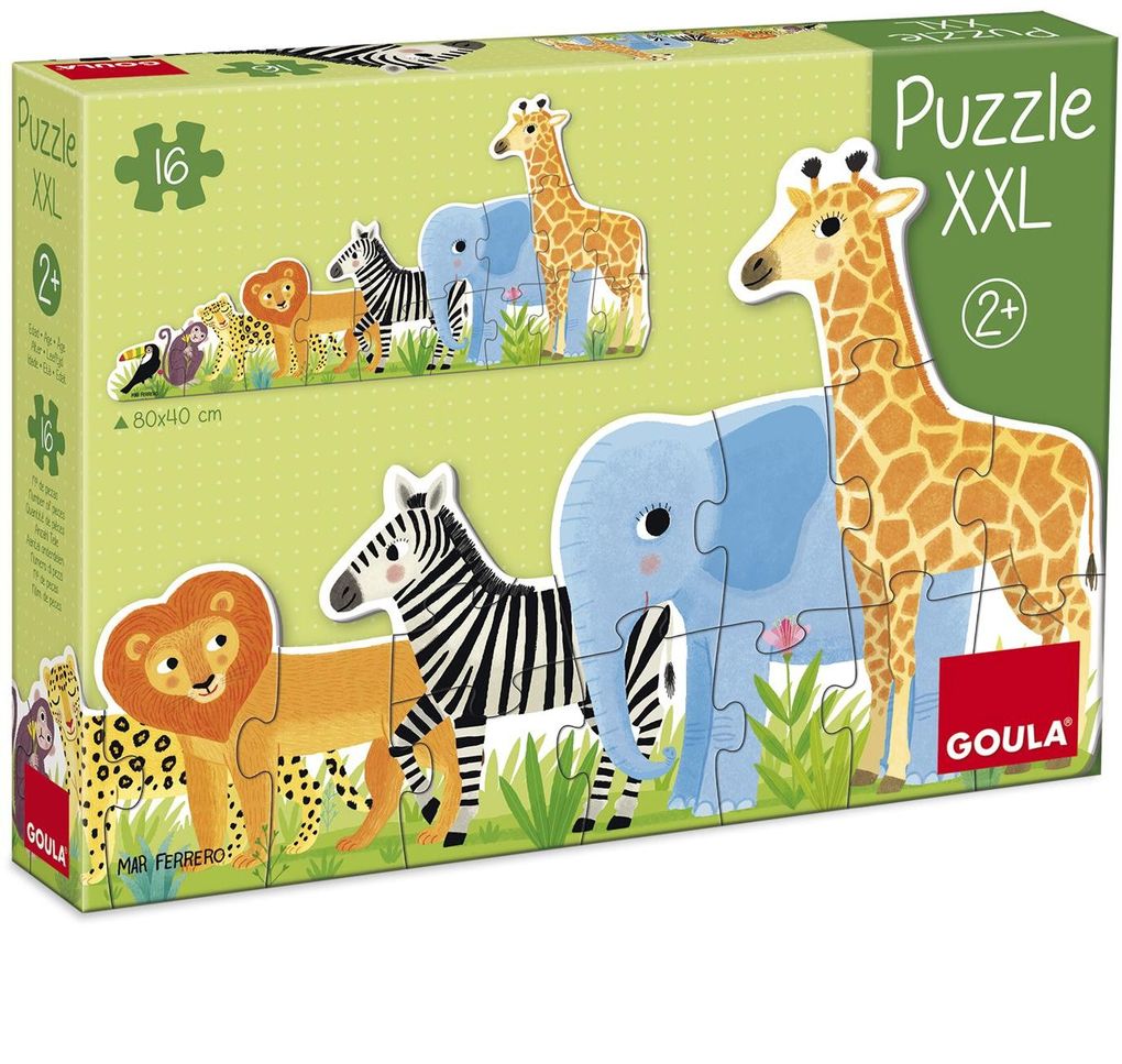 Goula Puzzle XXL Dschungel von klein bis groß - 16 Teile