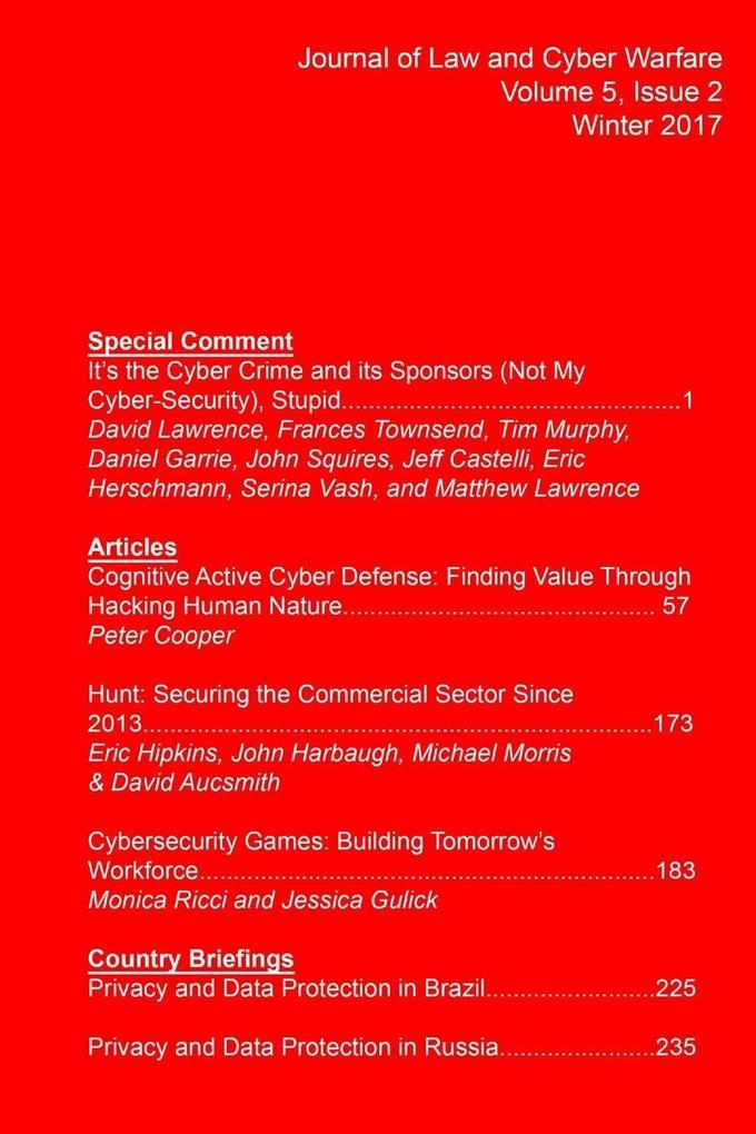 Journal of Law and Cyber Warfare Volume 5 Issue 2