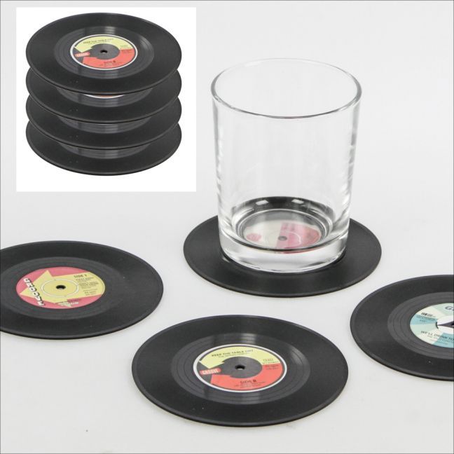 Getränkeuntersetzer Schallplatte 4er Set
