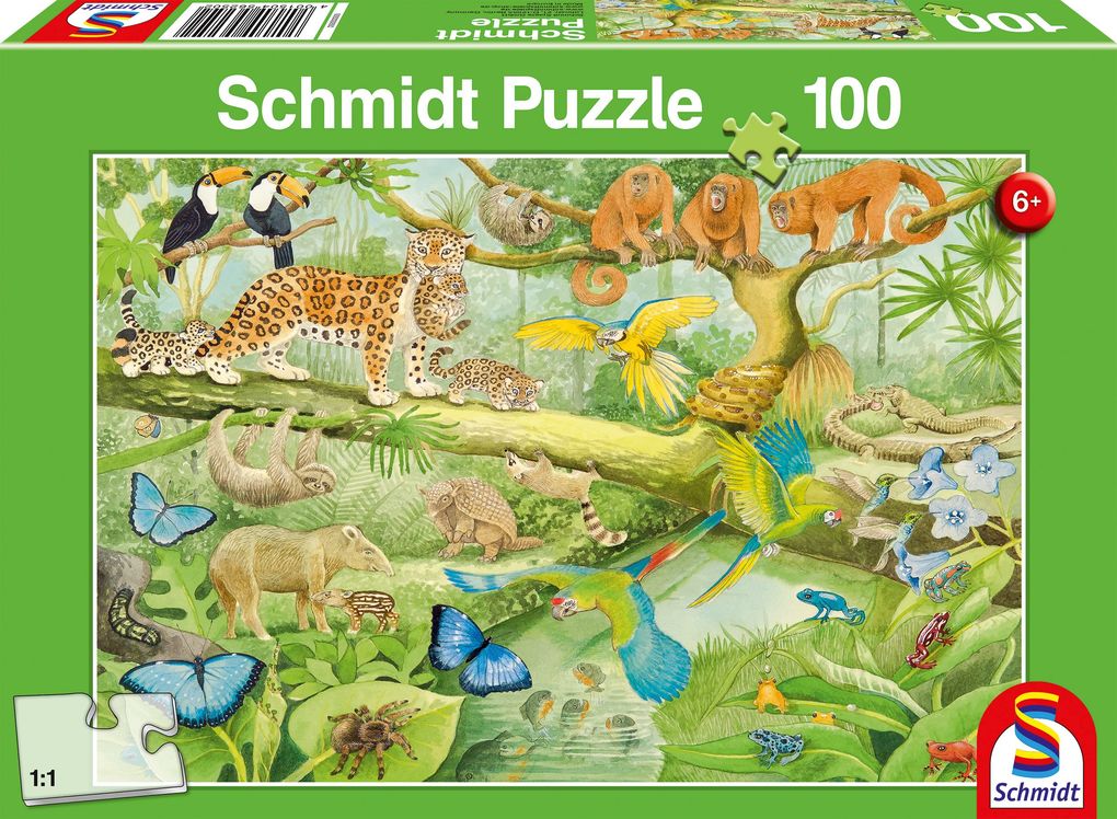 Image of Schmidt Spiele Puzzle »Tiere im Regenwald«, 100 Puzzleteile