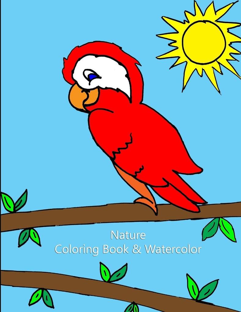 Nature Coloring Book & Watercolor