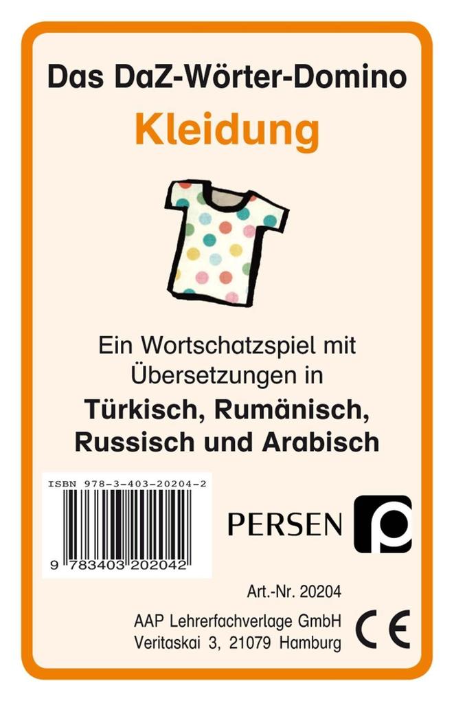 Das DaZ-Wörter-Domino: Kleidung