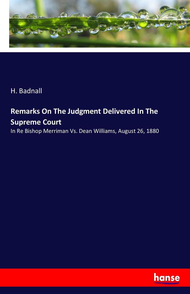 Image of Remarks On The Judgment Delivered In The Supreme Court