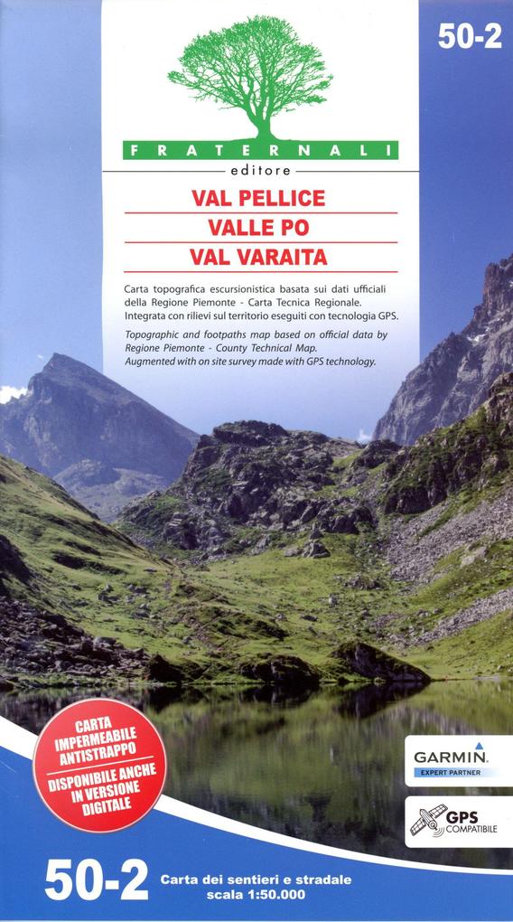 Carta n. 50.2. Val Pellice Valle Po Val Varaita. Carta dei sentieri e stradale scala 1:50.000