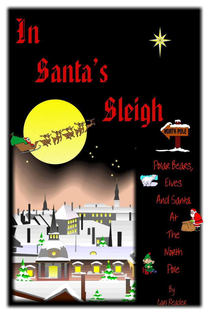In Santa‘s Sleigh Polar Bears Elves and Santa at the North Pole