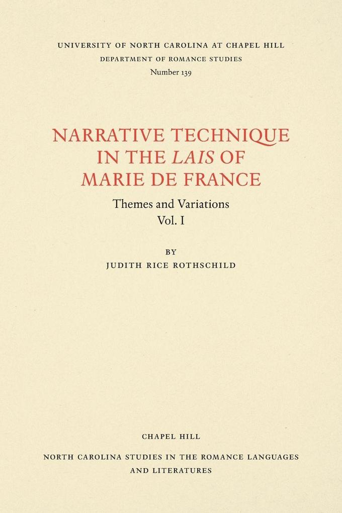 Narrative Technique in the Lais of Marie de France