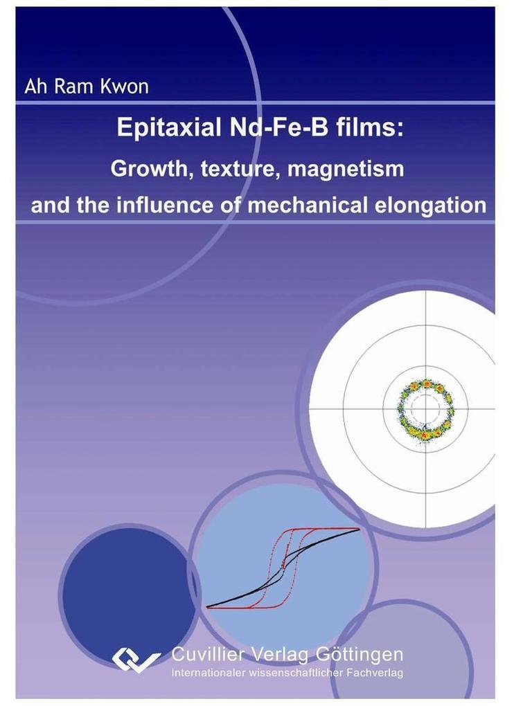 Epitaxial Nd-Fe-B films: Growth texture magnetism and the influence of mechanical elongation