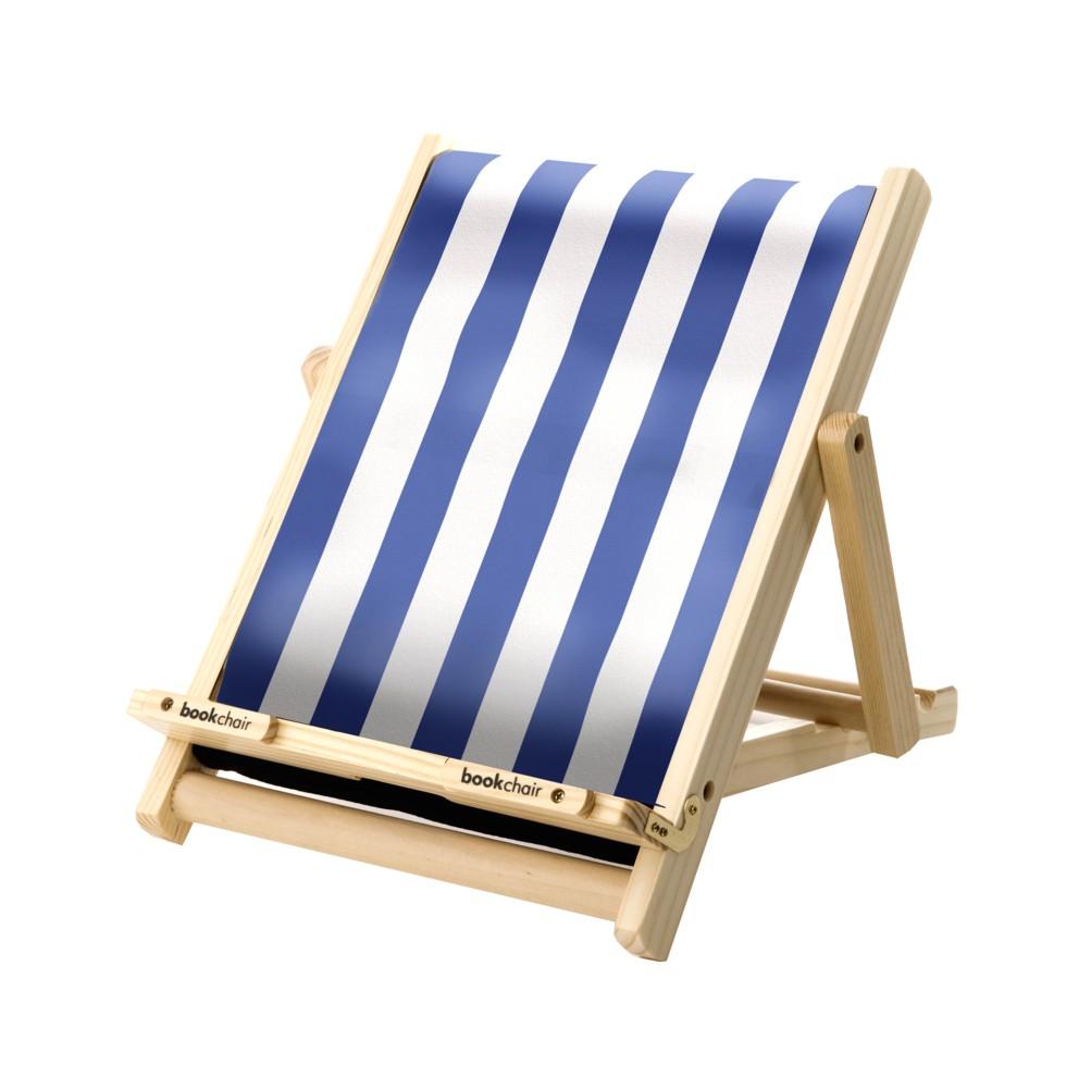 Bookchair (Standard) | Blau-Weiß | Buchständer aus Holz | Leseständer | Für Bücher E-Reader und Tablets | Lesehilfe | Tablethalter | freihändig Lesen | aktives Sitzen | ergonomisches Lesen | Geschenk für Leser & Buchliebhaber