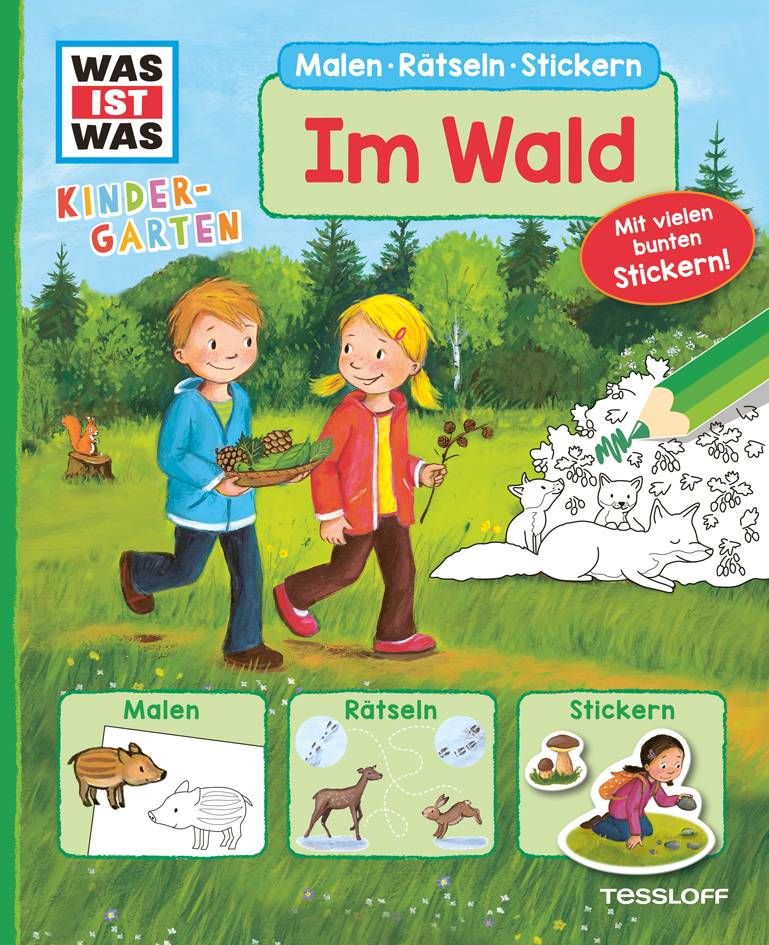 WAS IST WAS Kindergarten Malen Rätseln Stickern Im Wald