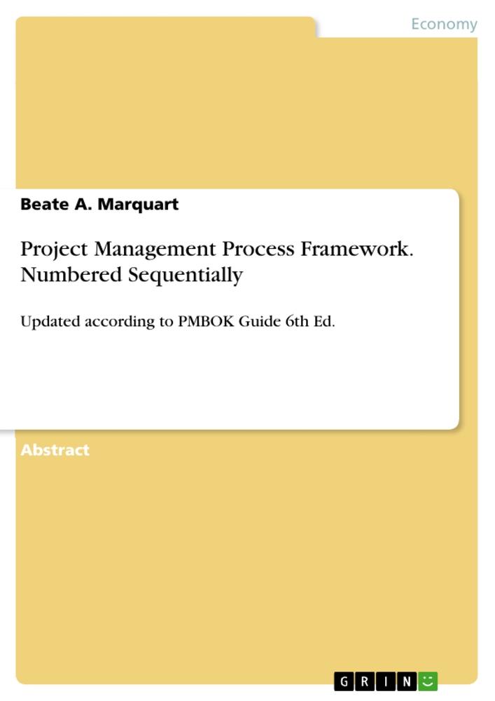 Project Management Process Framework. Numbered Sequentially