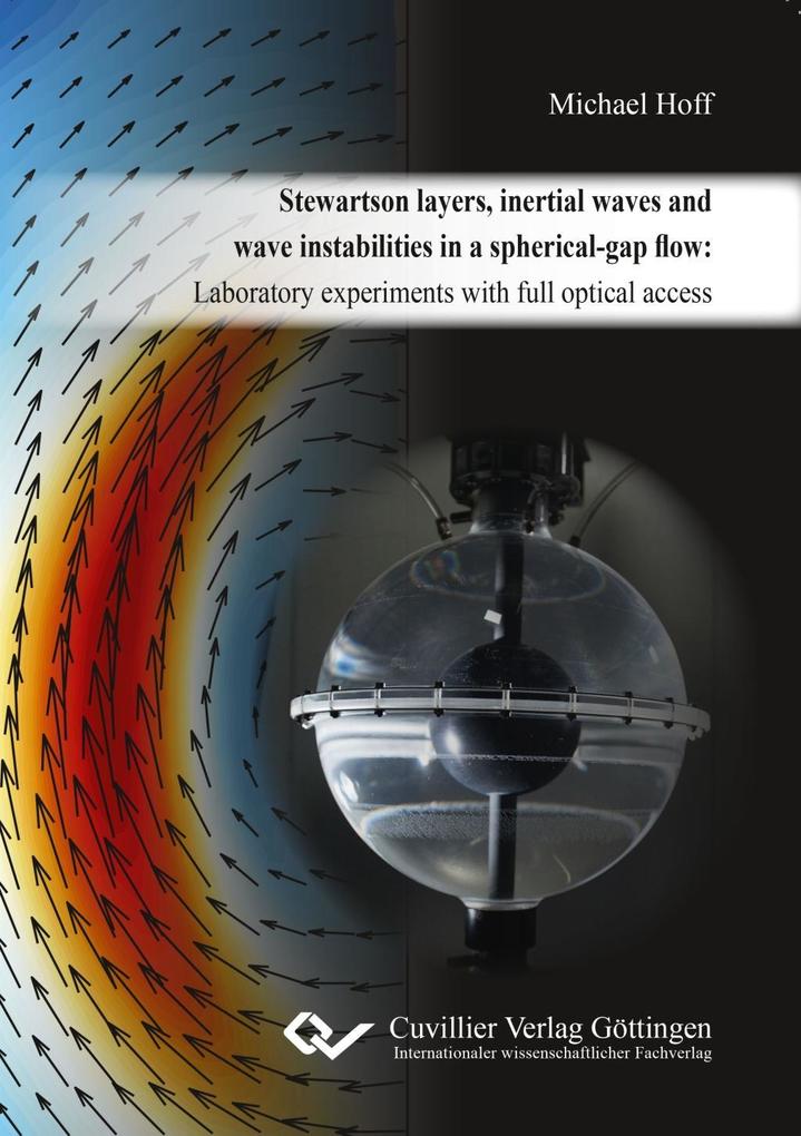 Stewartson layers inertial waves and wave instabilities in a spherical-gap flow. Laboratory experiments with full optical access