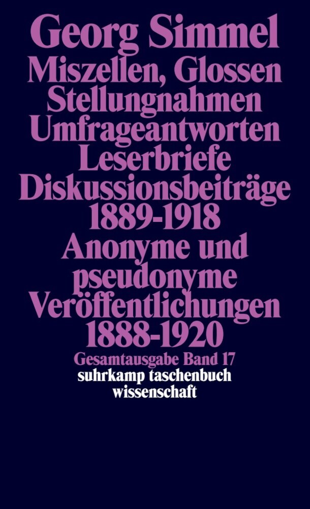Miszellen Glossen Stellungsnahmen Umfrageantworten Leserbriefe Diskussionsbeiträge 1889-1918 Anonyme und Pseudonyme Veröffentlichungen 1888-1920