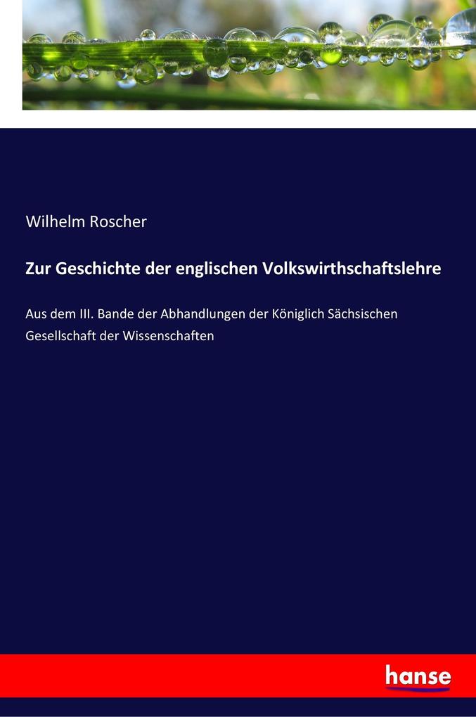 Image of Zur Geschichte der englischen Volkswirthschaftslehre