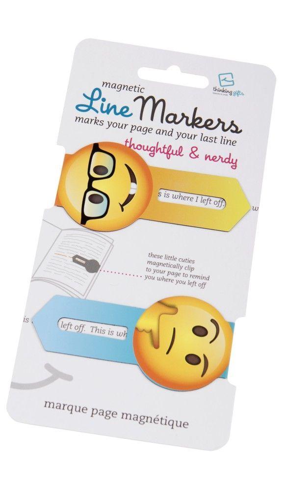 Line Markers (Emoji/Thoughtful&Nerdy) | Magnetische Lesezeichen | 2er Set