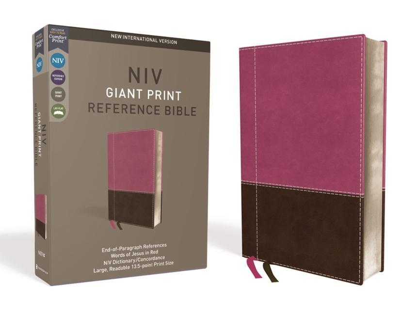 NIV Reference Bible Giant Print Imitation Leather Pink/Brown Red Letter Edition Comfort Print