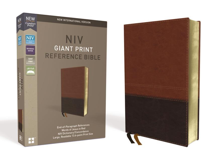 NIV Reference Bible Giant Print Imitation Leather Brown Red Letter Edition Comfort Print