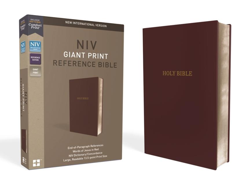 NIV Reference Bible Giant Print Leather-Look Burgundy Red Letter Edition Comfort Print