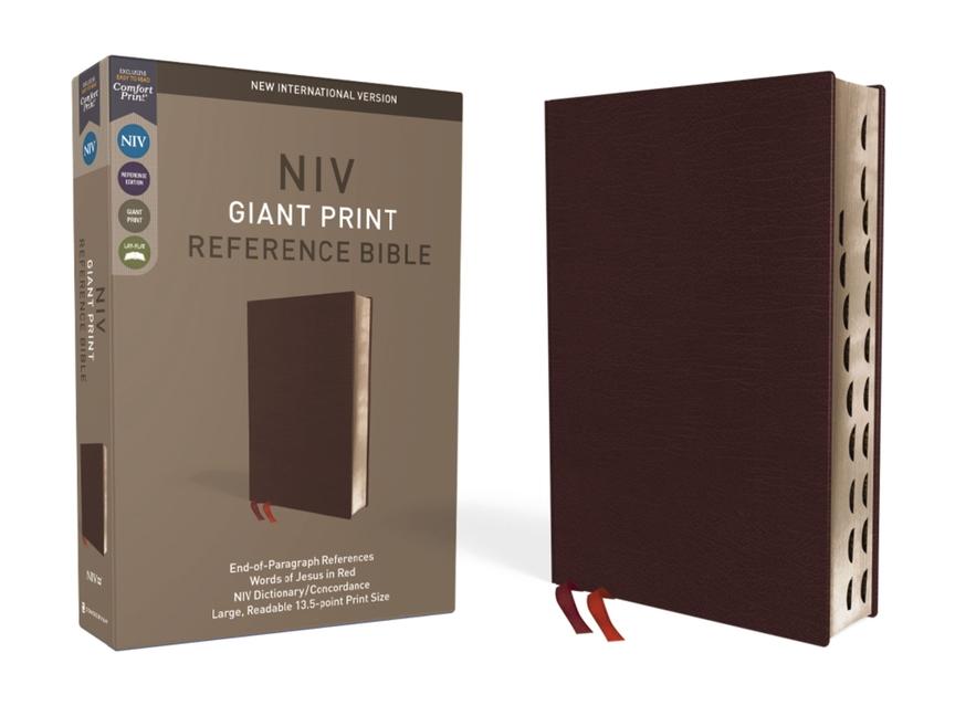 NIV Reference Bible Giant Print Bonded Leather Burgundy Red Letter Edition Indexed Comfort Print