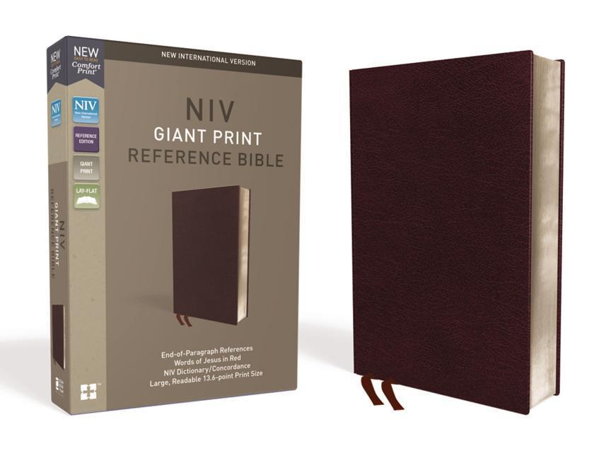 NIV Reference Bible Giant Print Bonded Leather Burgundy Red Letter Edition Comfort Print