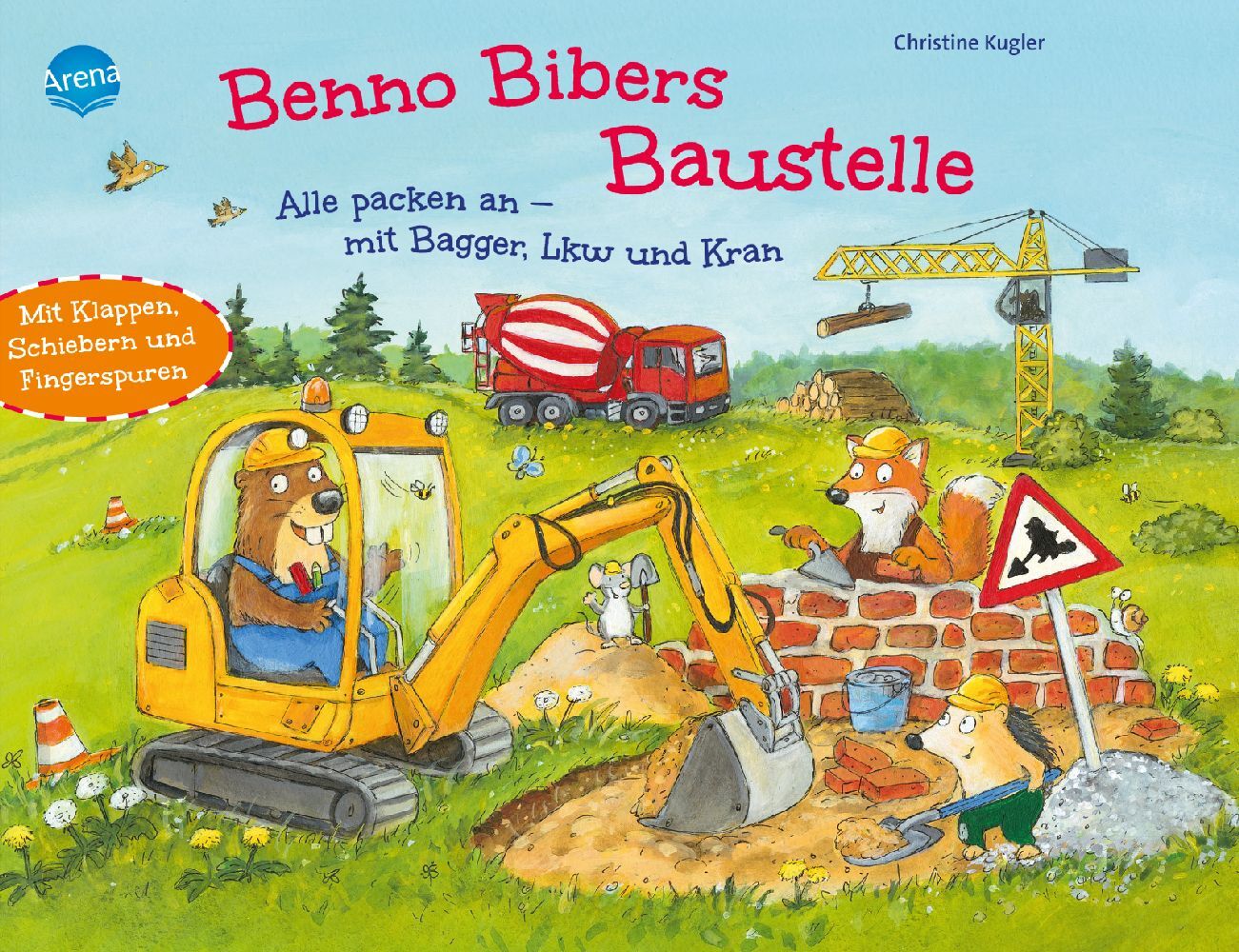 Image of Benno Bibers Baustelle. Alle packen an mit Bagger LKW und Kran