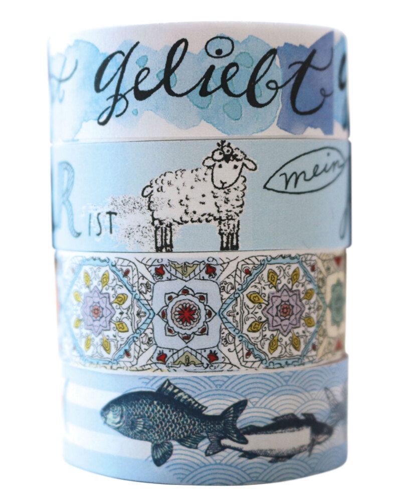 Washi Tapes Design Blau 4 Rollen