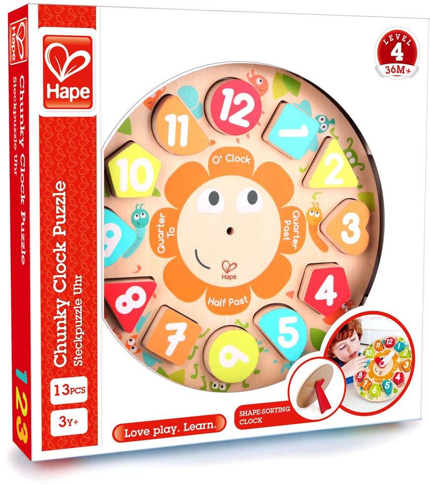 Image of Hape - Steckpuzzle Uhr 13 Teile