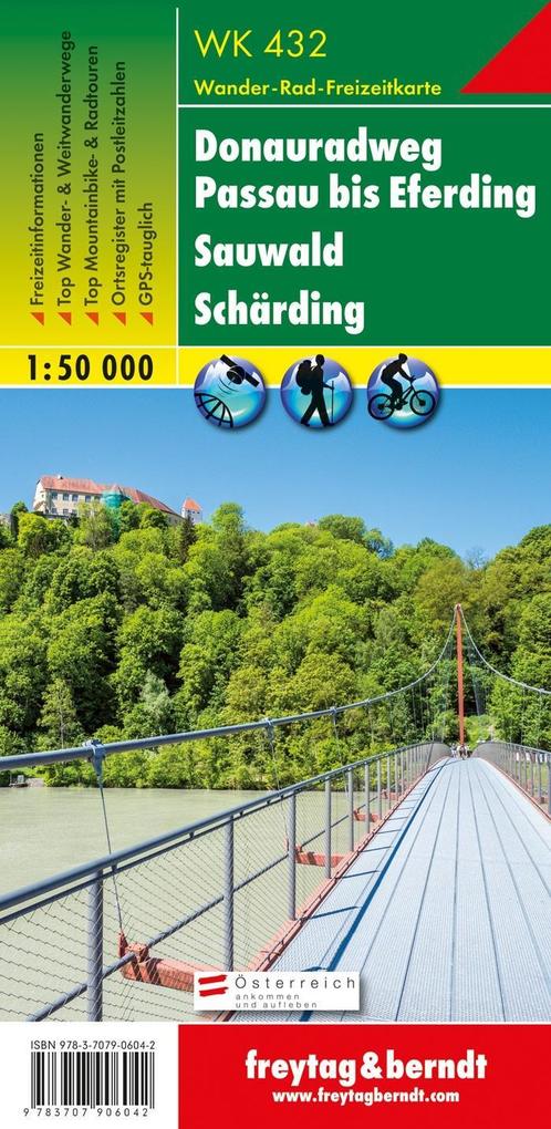 Freytag & Berndt Wander- Rad- und Freizeitkarte Donauradweg Passau Eferding Sauwald Schärding