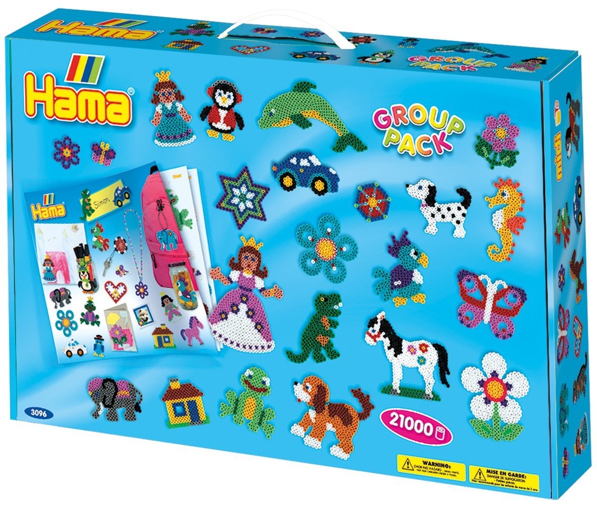 Dan Hama 3096 - Group Pack Ca. 21.000 Bügelperlen Midi 21 Stiftplatten In Verschiedenen Formen Und Zubehör Koffer Für Spielgruppen
