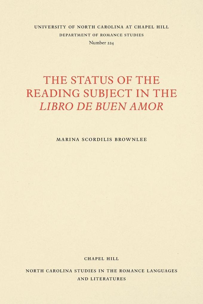 The Status of the Reading Subject in the Libro de Buen Amor