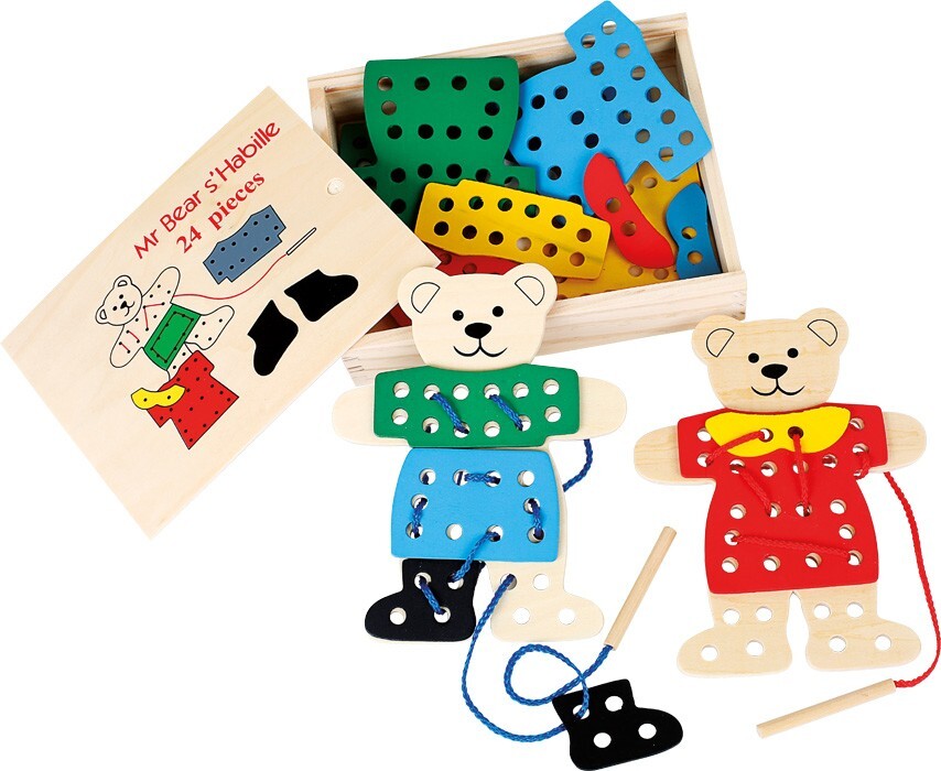 Image of small foot 7891 - Fädelspiel-Set zwei Anziehbären 24-teilig