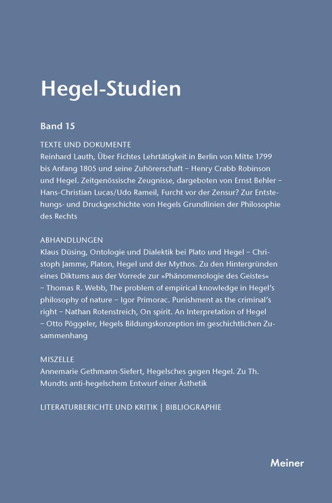 Hegel-Studien Band 15