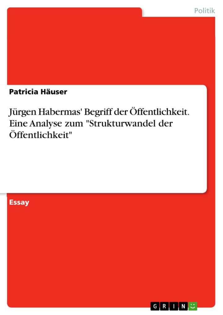 Jürgen Habermas‘ Begriff der Öffentlichkeit. Eine Analyse zum Strukturwandel der Öffentlichkeit